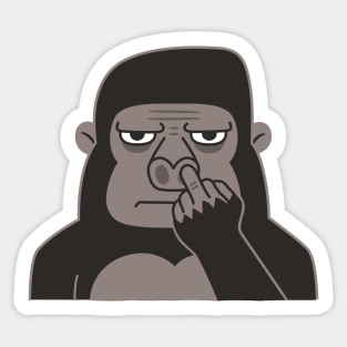 Rude Gorilla Picking Nose Using Middle Finger Sticker